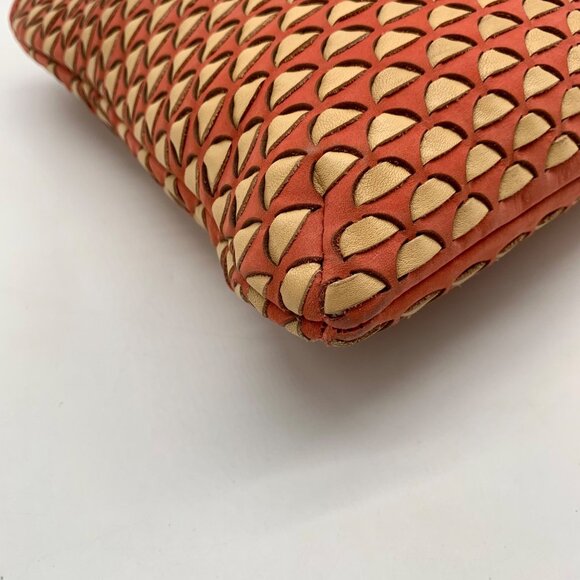 Pour La Victoire Coral & Tan Woven Leather Crossbody Bag - Picture 9 of 12